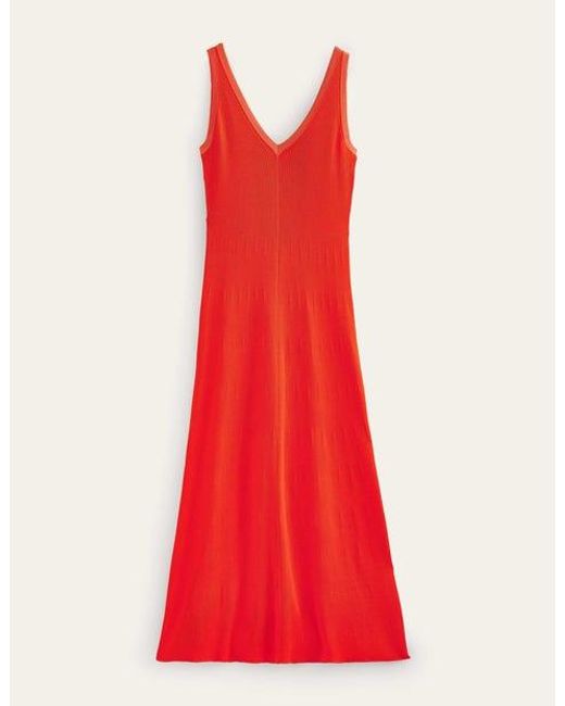 Boden Red V-neck Knitted Maxi Dress