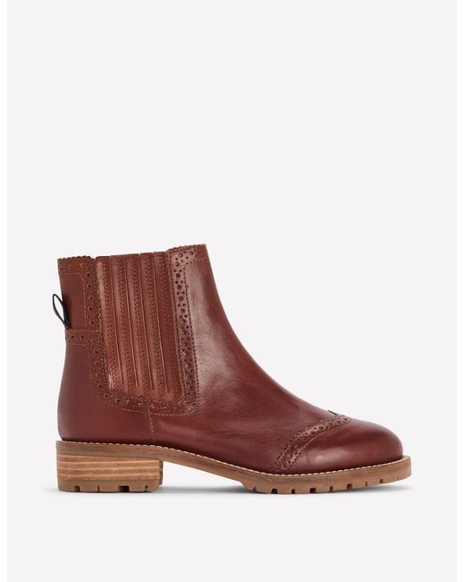 Boden Brown Brogue Detail Chelsea Boots