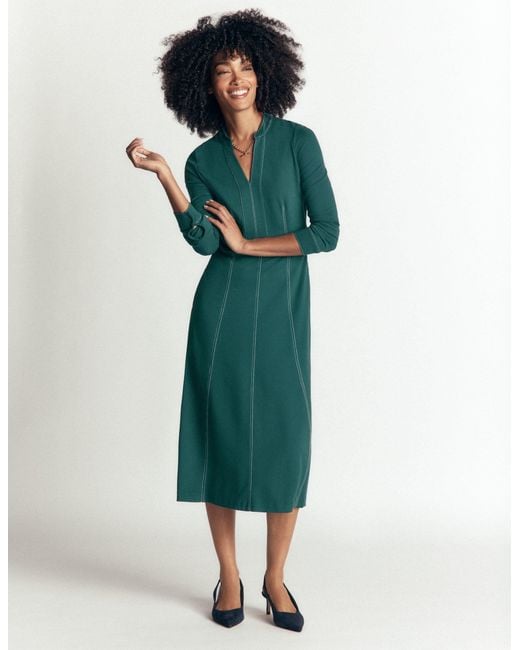 Boden Green Alex Ponte Contrast Midi Dress
