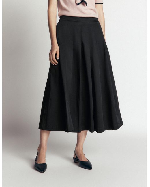 Boden White Aya Cotton Sateen Midi Skirt