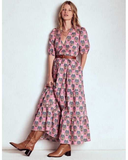 Boden Pink Christabel Cotton Midi Dress