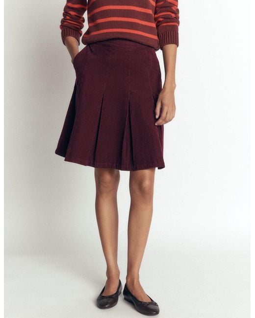 Boden Red Flippy Cord Skirt