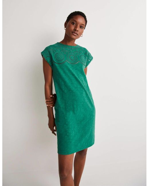 Boden Cotton Cutwork Jersey T-shirt Dress Green | Lyst