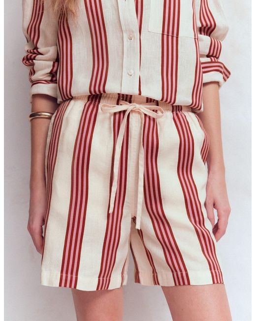 Boden Red Islington Linen Shorts