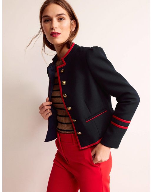 Boden Blue Cambridge Military Jacket French Navy, Red Trim