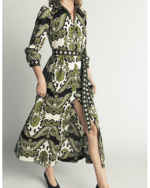 Boden Green Maeve Cotton Midi Shirt Dress
