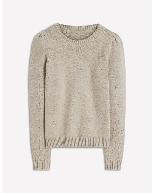 Boden Blue Davina Puff Sleeve Jumper-Ivory, Nep