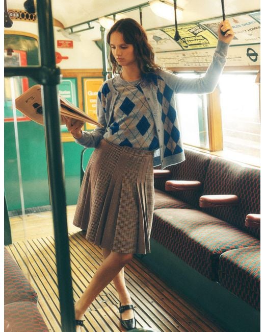 Boden Blue Multi Panel Wool Blend Skirt