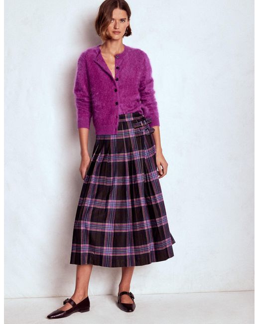 Boden Blue Josephine Wool Kilt Skirt- & Check