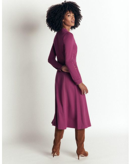 Boden Purple Alex Ponte Contrast Midi Dress