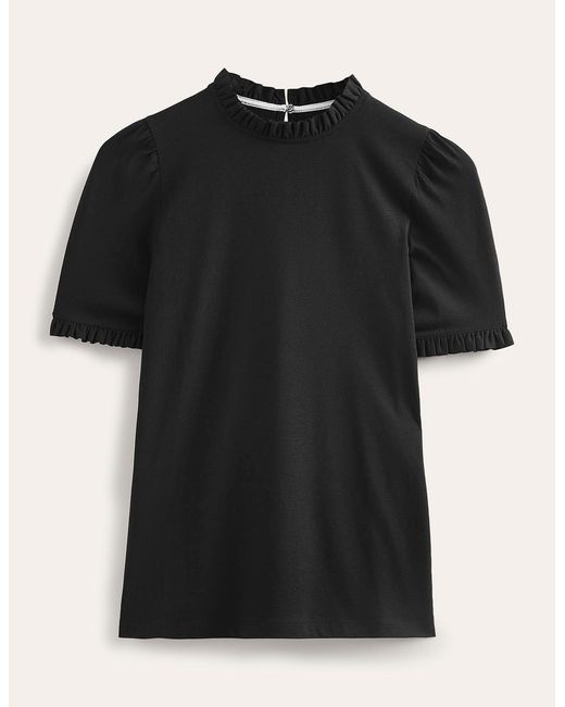 Boden Black Supersoft Frill Detail T-Shirt