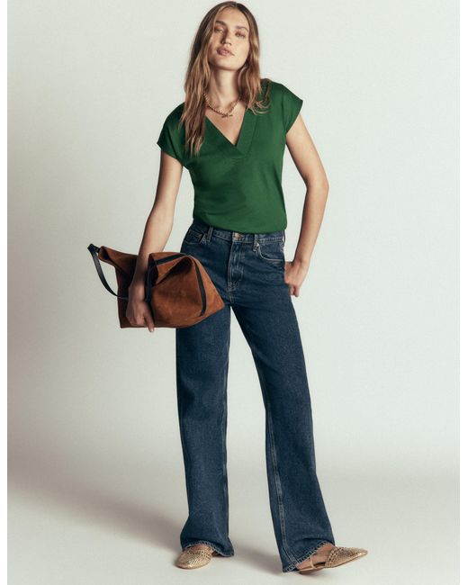 Boden Green Supersoft V-Neck T-Shirt
