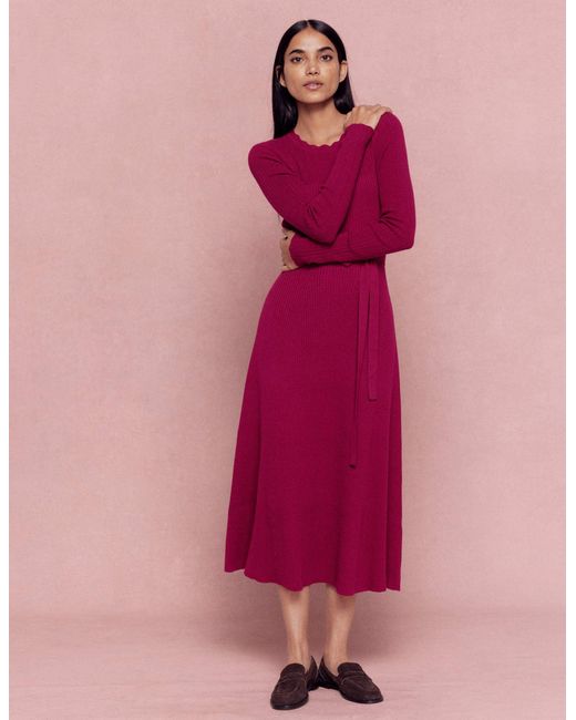 Boden Red Isobel Knitted Midi Dress