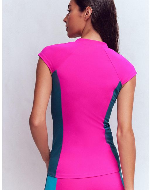 Boden Pink Short Sleeve Rash Guard Top