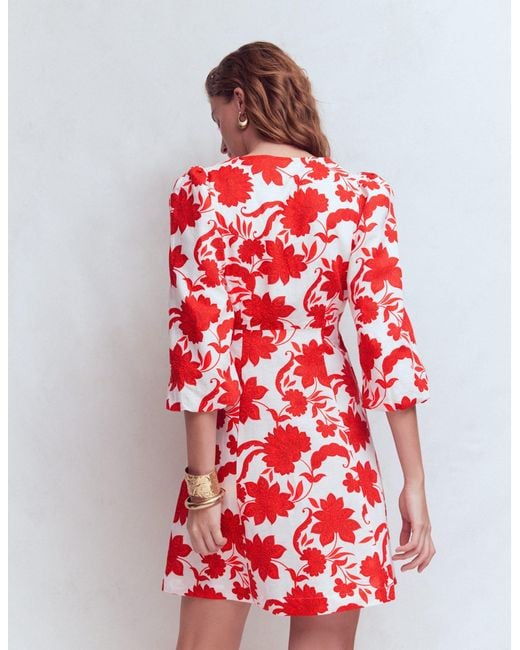 Boden Red Marla Linen Blend Short Dress