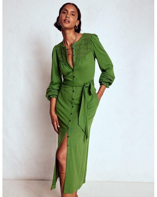 Boden Green Pippa Broderie Jersey Dress
