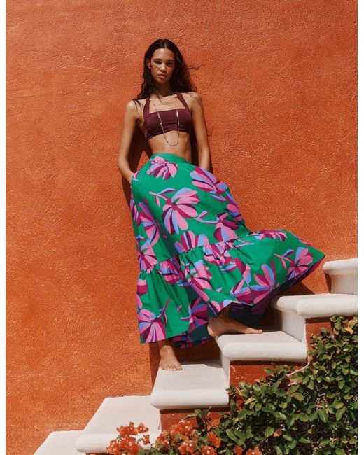 Boden Green Abigail Poplin Maxi Skirt