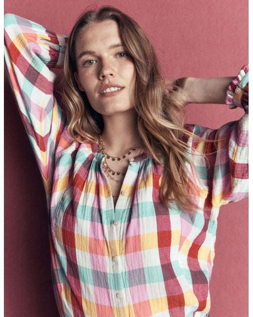 Boden Red Camille Double Cloth Top