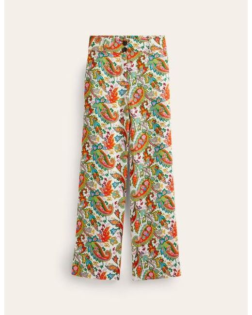 Boden White Westbourne Linen Pants Ivory, Paisley Azure
