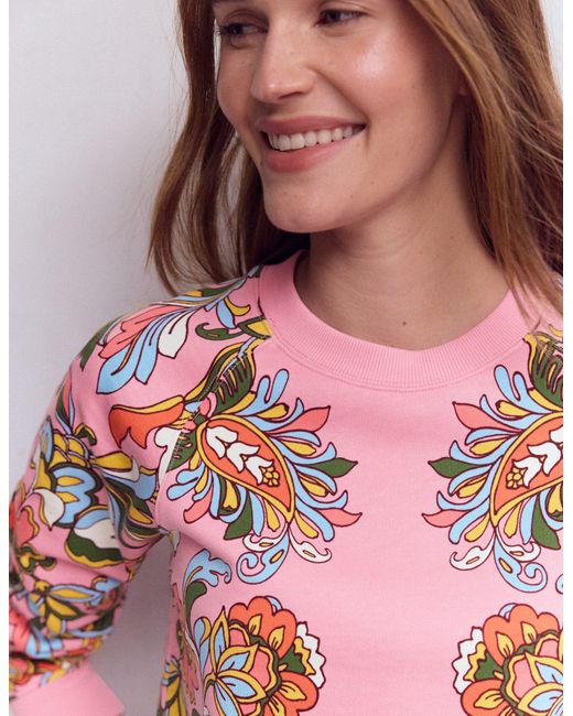 Boden Red Rosa Printed Sweatshirt