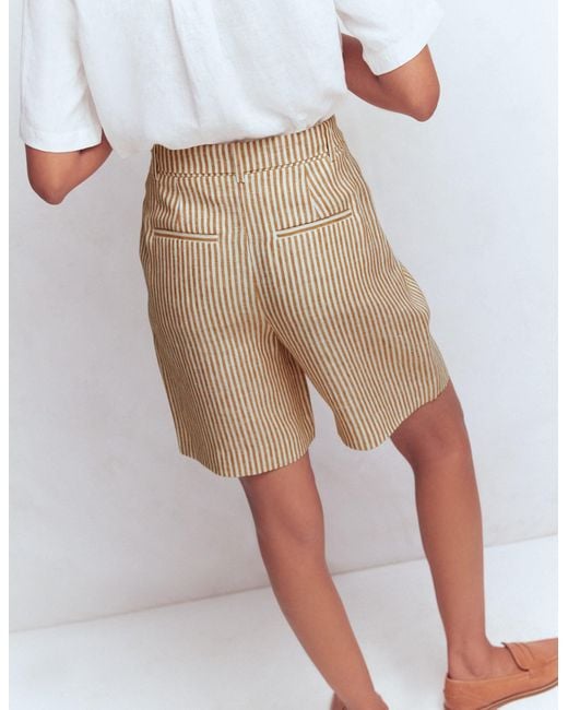 Boden Natural Chelsea Belted Linen Shorts