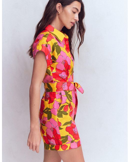Boden Multicolor Kay Linen Playsuit