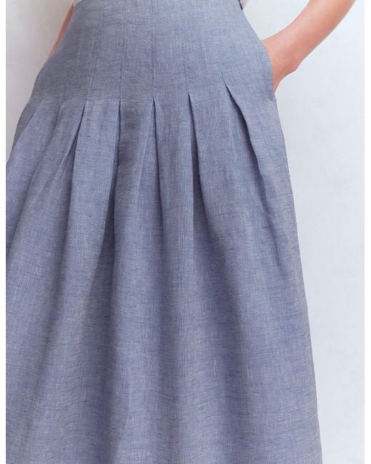 Boden Blue Valentina Linen Skirt