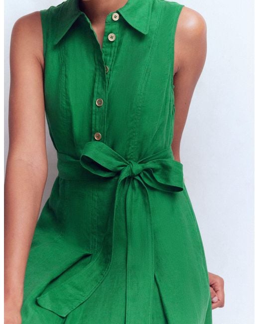 Boden Green Belinda Linen Shirt Dress