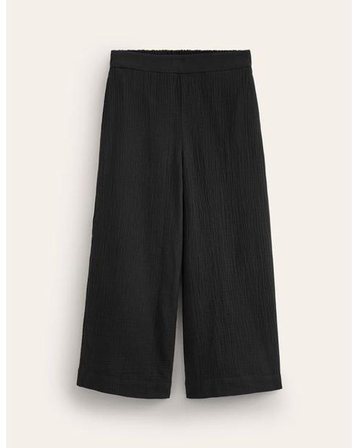 Boden Black Double Cloth Cropped Trousers