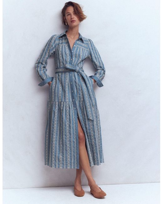 Boden Blue Ellie Cotton Maxi Shirt Dress