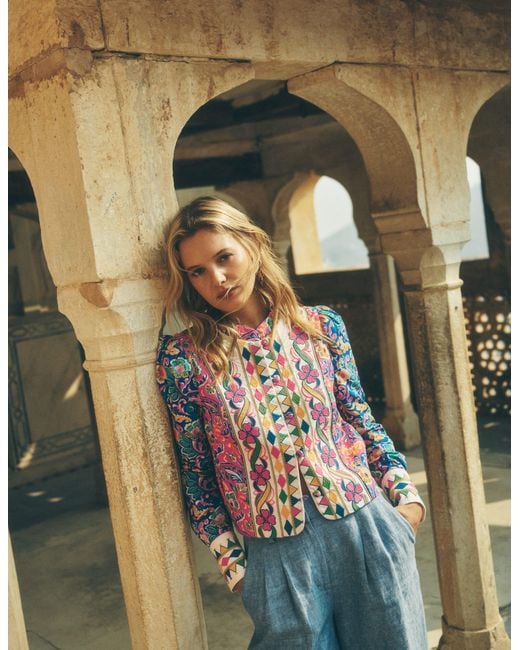 Boden Blue Printed Trim Jacket