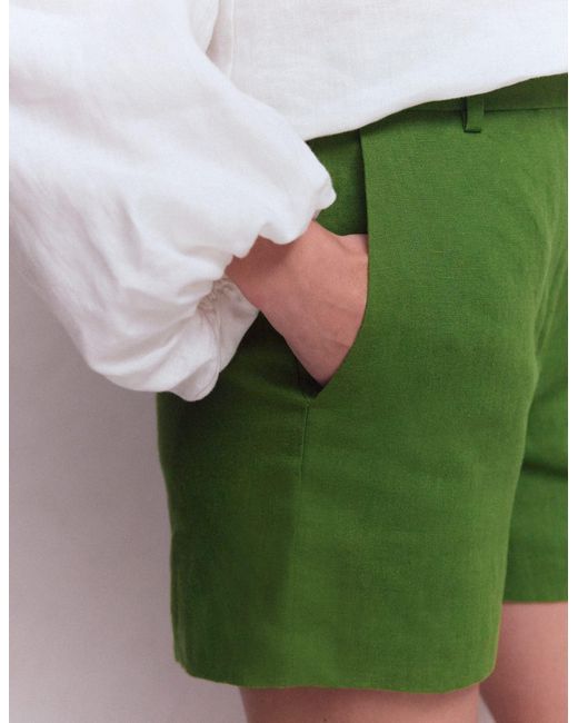 Boden Green Belgravia Linen Shorts