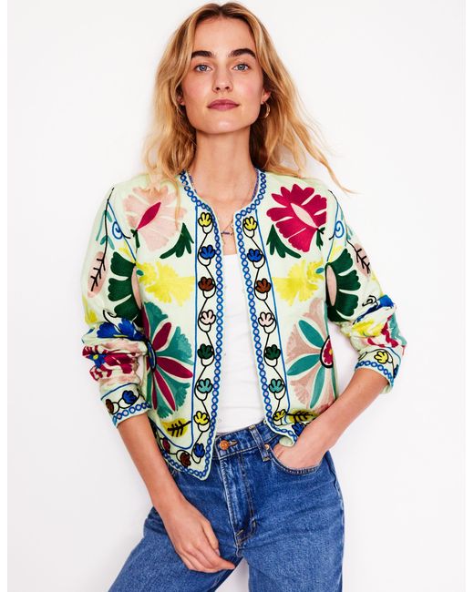 Boden Blue Embroidered Item Jacket