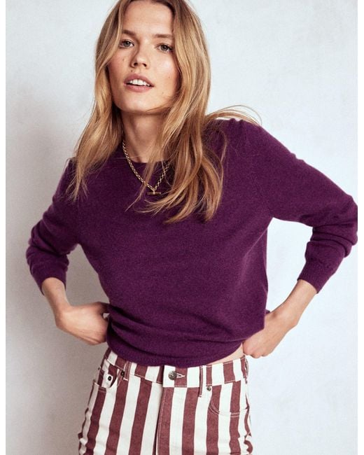 Boden Purple Eva Kaschmirpullover Mit Rundhalsausschnitt