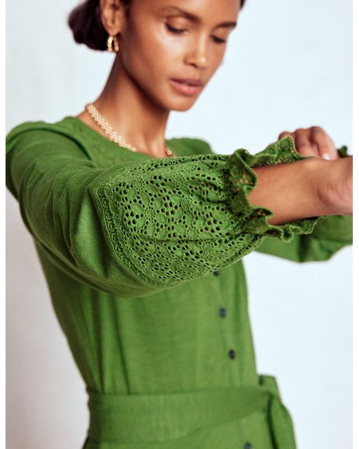 Boden Green Pippa Broderie Jersey Dress