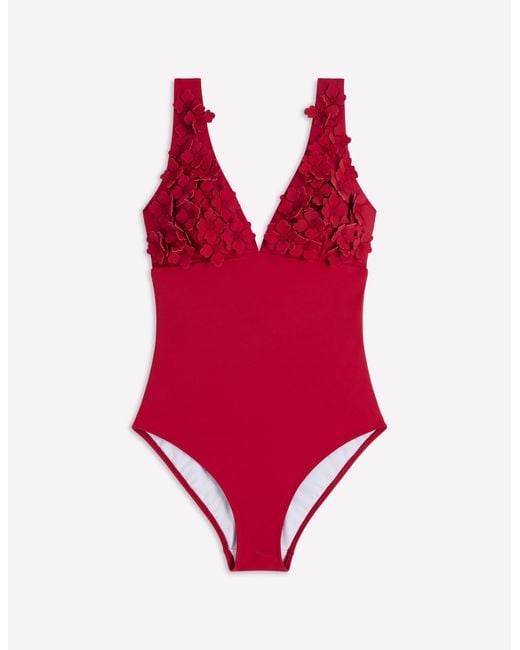 Boden Red Flower Appliqué Swimsuit-Bullfight, Applique