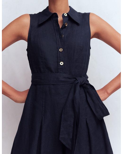Boden Blue Belinda Linen Shirt Dress