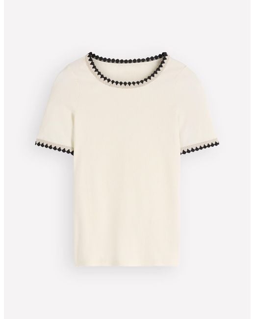 Boden White Maddie Trim Detail T-Shirt