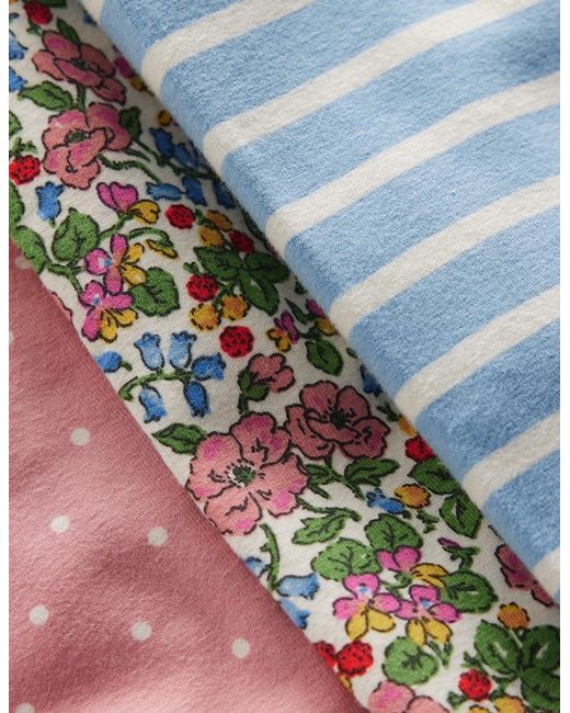 3 Leggings-Lot Motif Floral Baies Boden en coloris Blue