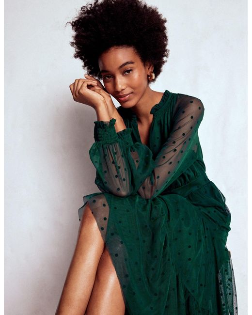 Boden Green Lucille Tulle Midi Dress