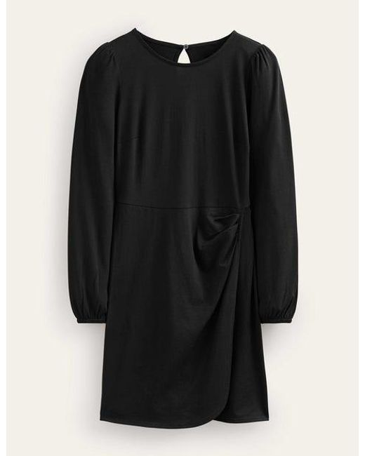 Boden Black Wrap-effect Jersey Mini Dress