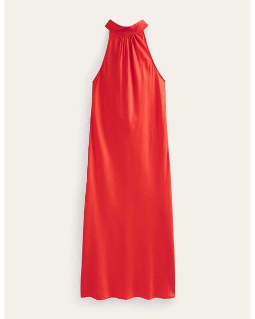 Boden Red Tie Back Slip Midi Dress