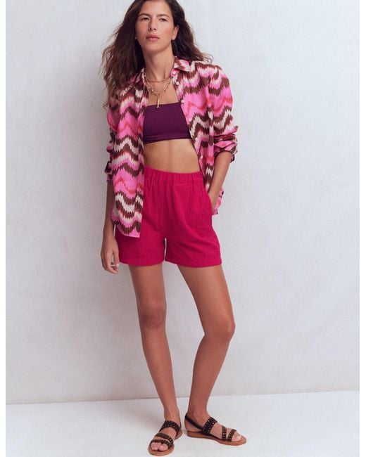 Boden Red Pull On Double Cloth Shorts
