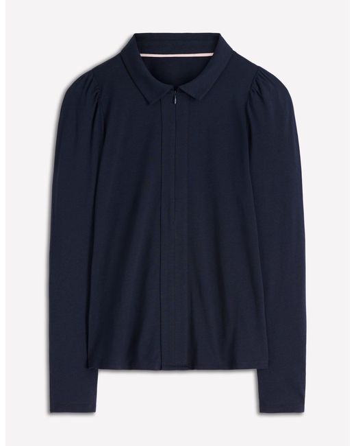 Boden Blue Zip Collar Supersoft Top