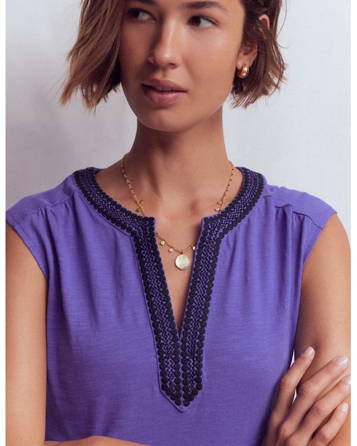 Boden Purple May Embroidered Short Dress