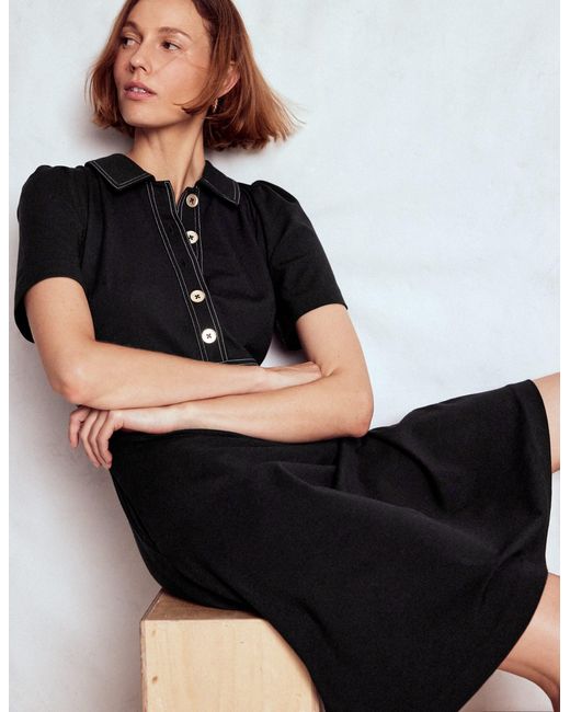 Boden Black Nicolette Ponte-Hemdblusenkleid