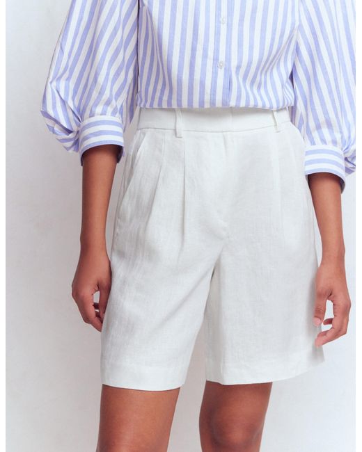 Boden Blue Kensington Linen Shorts