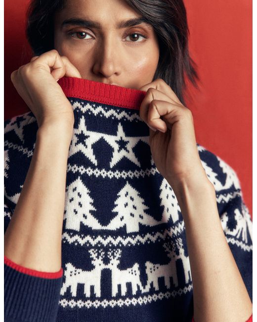 Boden Blue Edie Fair Isle Sweater