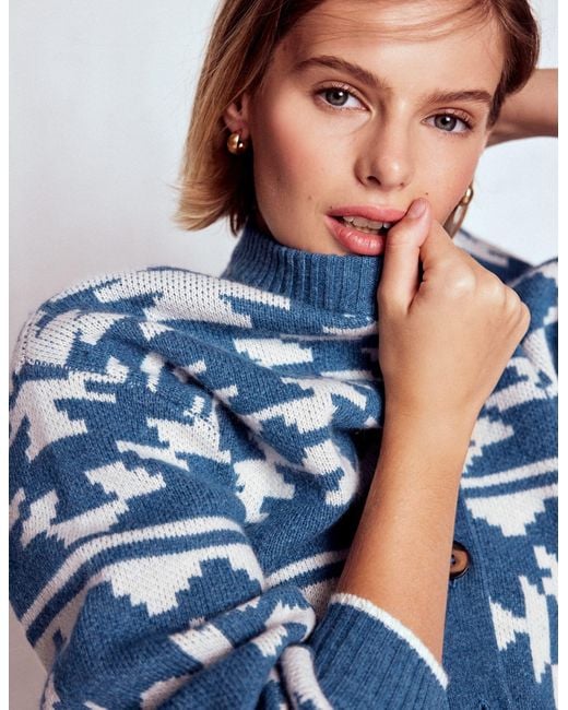 Boden Blue Abi Jacquard Cardigan