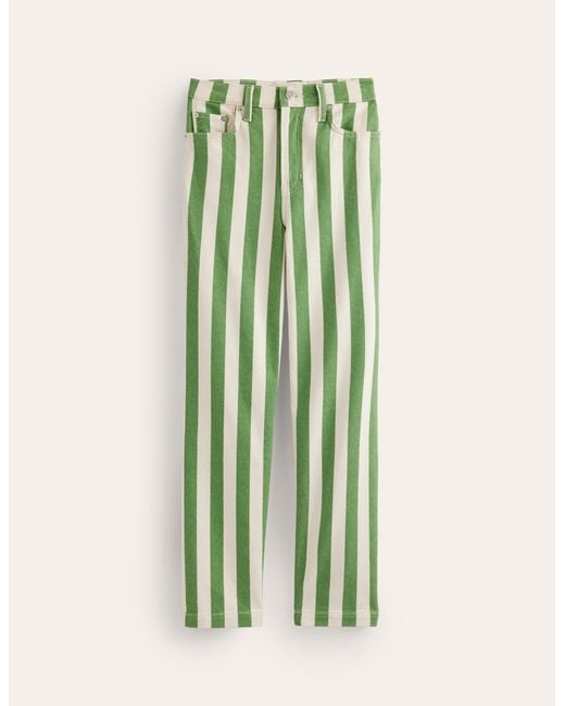 Boden Green Striped Straight Jeans